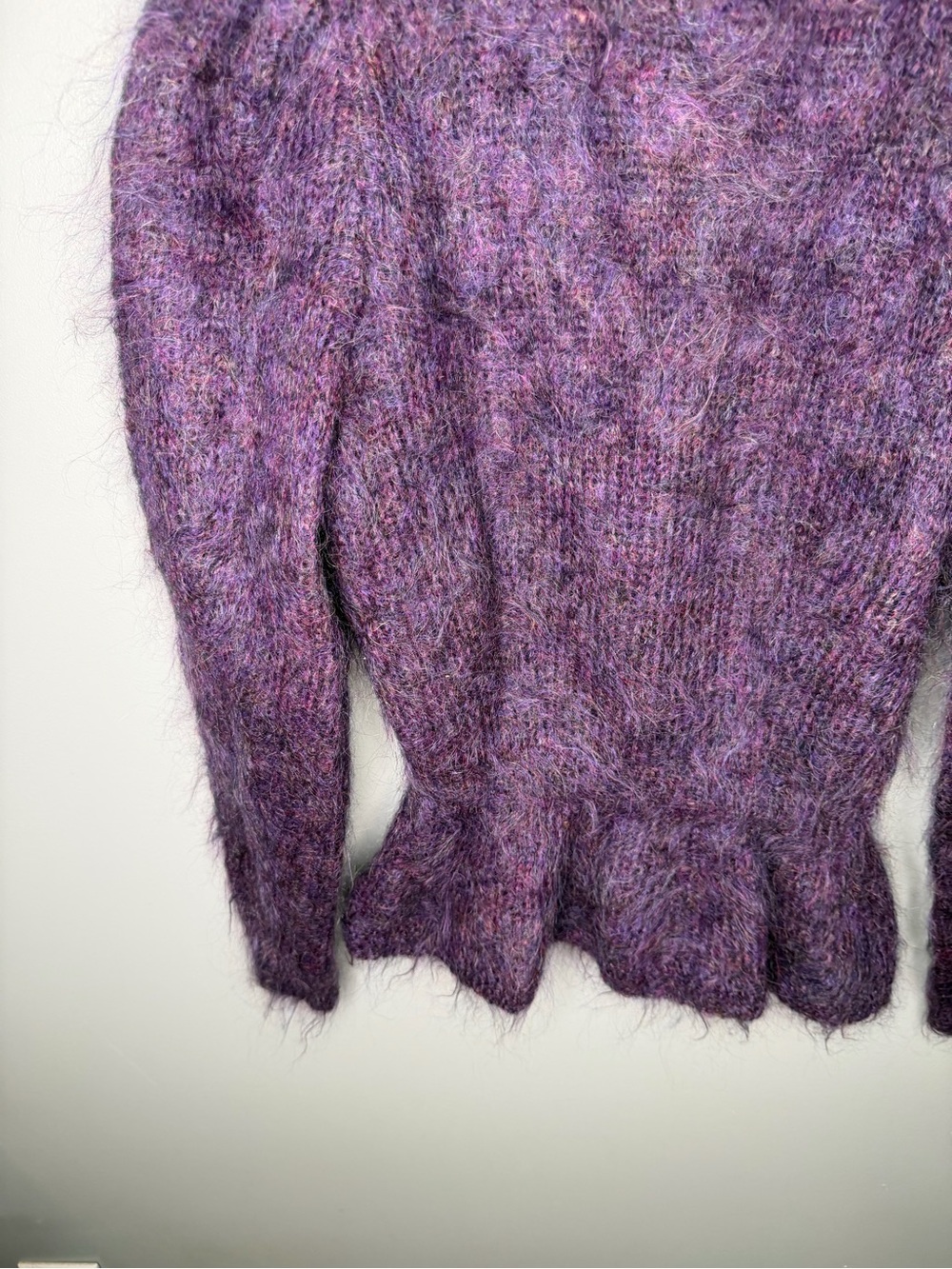 Handmade Royal Purple Mohair Peplum Cardigan - Picture 9 of 11